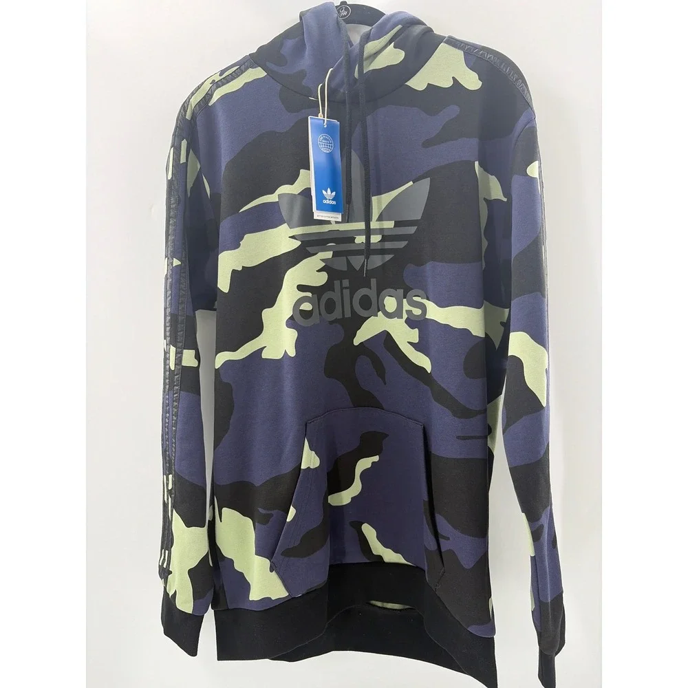 Adidas Originals Mens Camo Hoodie Shadow Navy Trefoil Logo HF4882 Size M